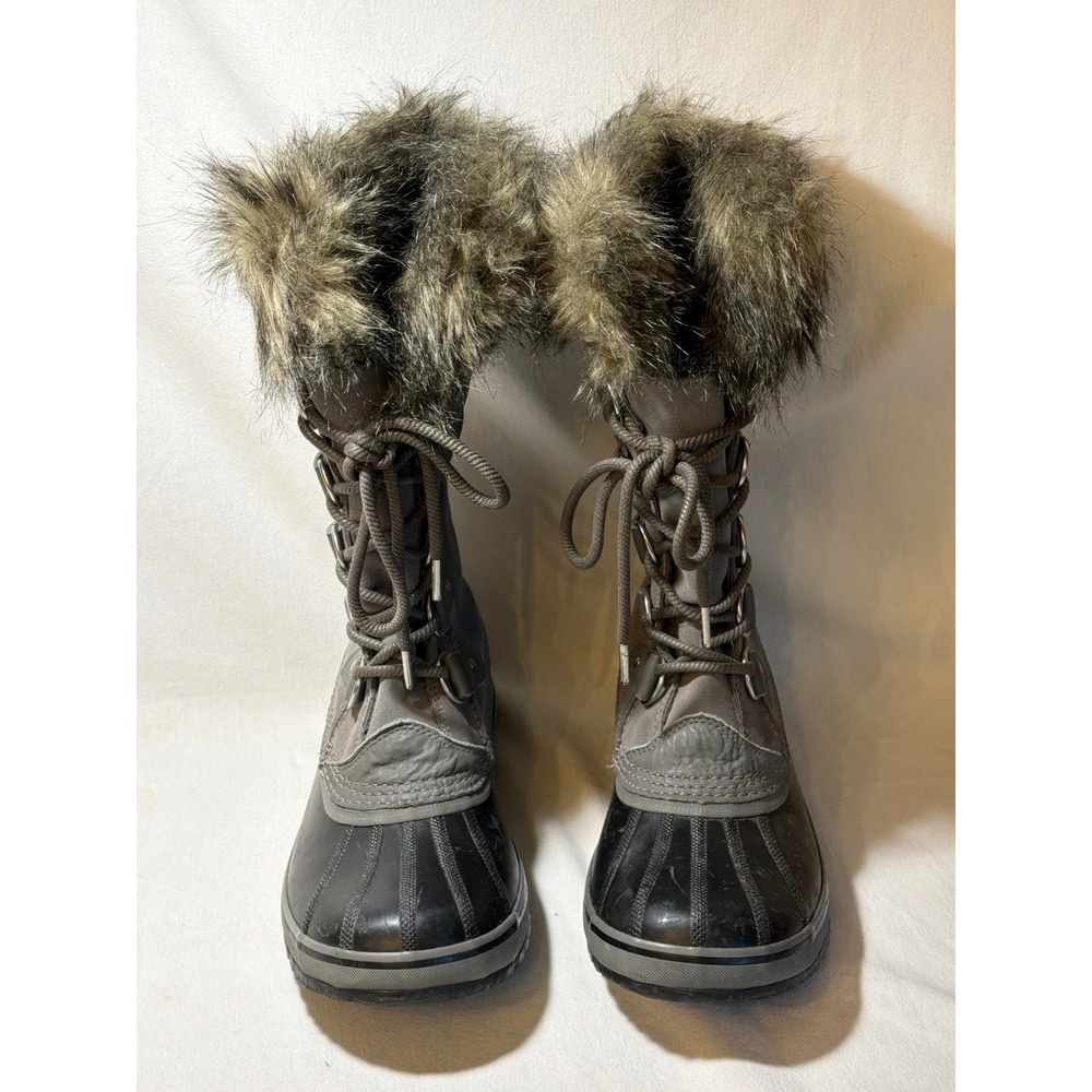 Sorel Joan of Arctic Gray Waterproof Faux Fur Snow Boots NL3481-052 Womens 10.5
